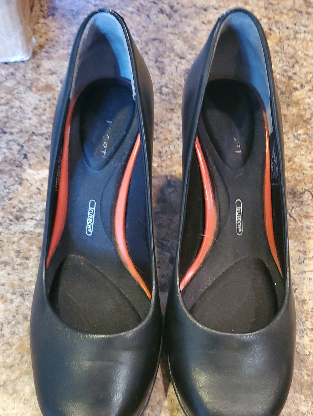 Rockport Black Slip-On Pumps with Orange Insole Trim